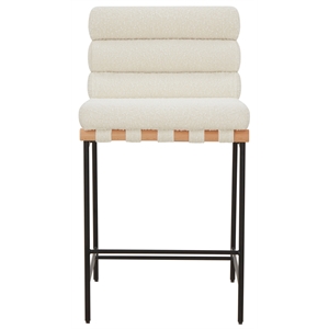Safavieh Macibella Wood and Iron  Counterstool in Ivory / Black