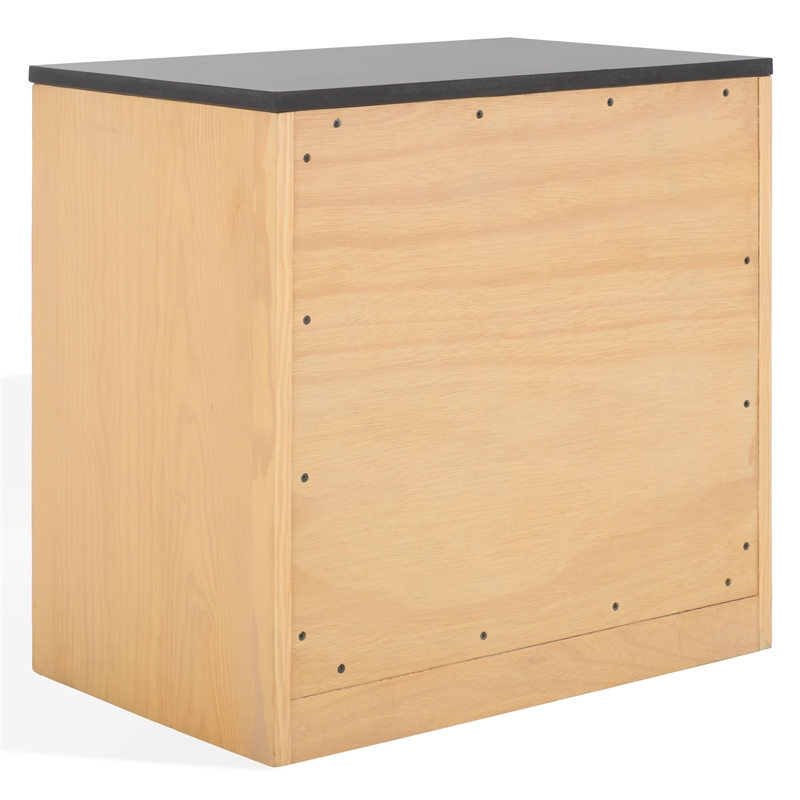 Safavieh Abbianna Wood and Steel Nightstand in Natural / Black