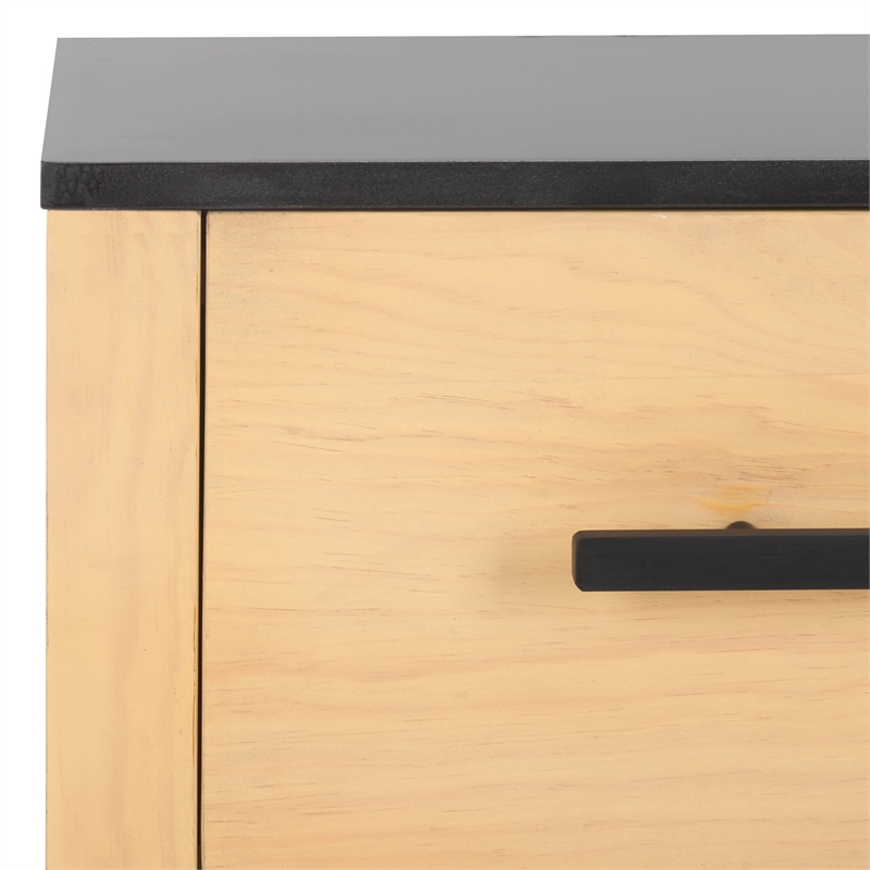 Safavieh Abbianna Wood and Steel Nightstand in Natural / Black