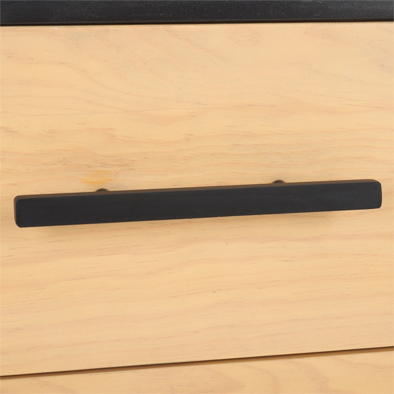 Safavieh Abbianna Wood and Steel Nightstand in Natural / Black