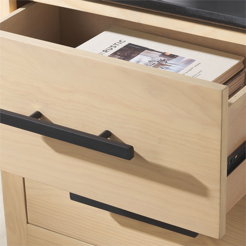 Safavieh Abbianna Wood and Steel Nightstand in Natural / Black