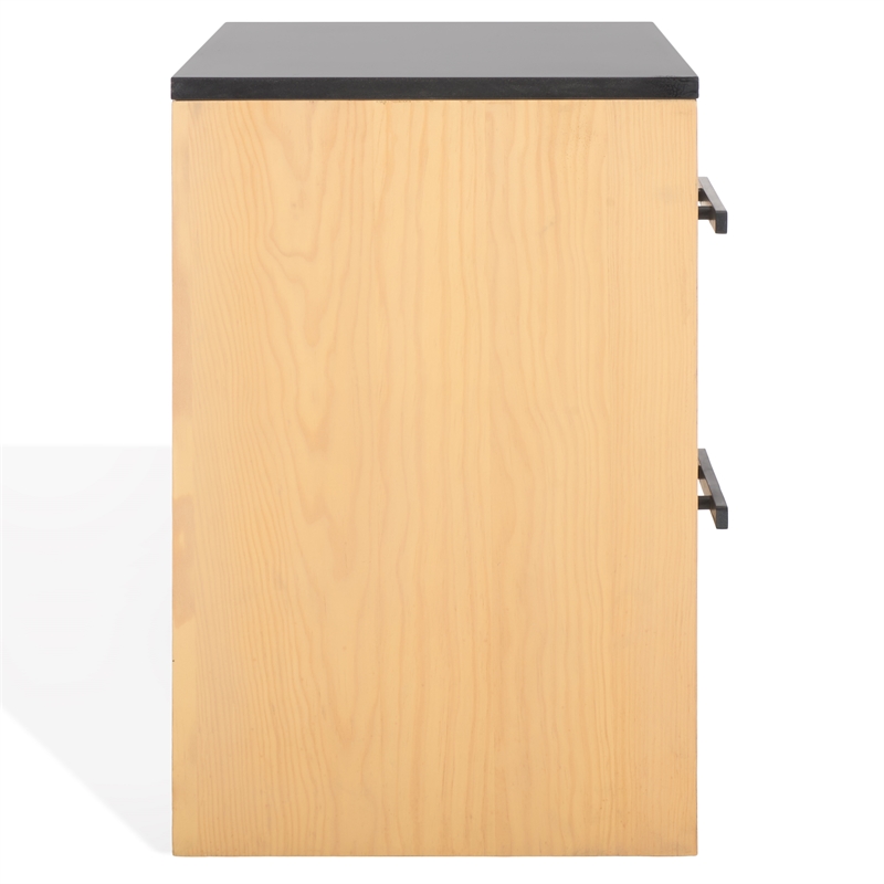 Safavieh Abbianna Wood and Steel Nightstand in Natural / Black