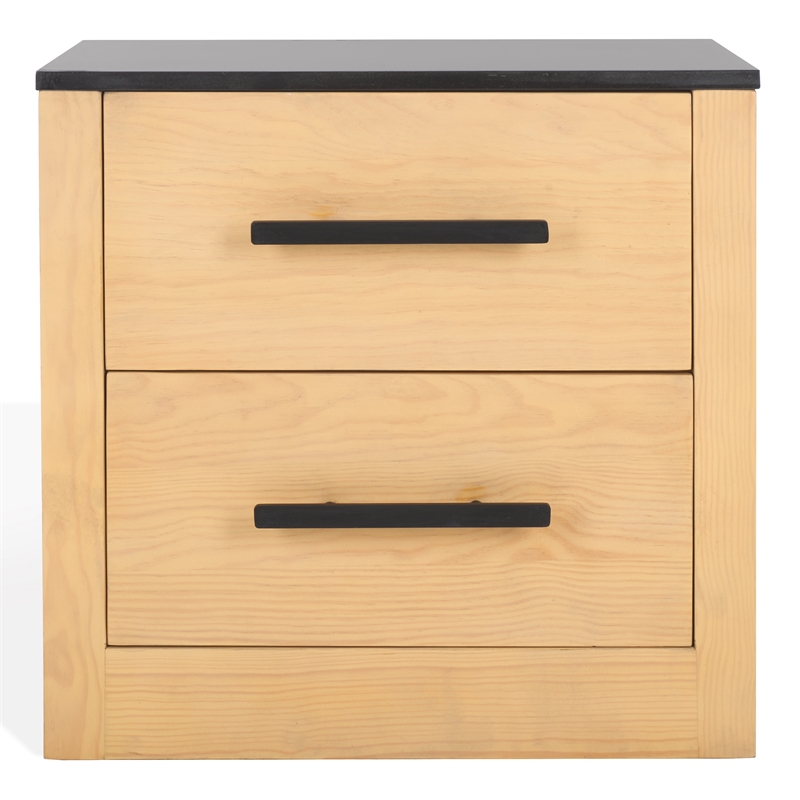 Safavieh Abbianna Wood and Steel Nightstand in Natural / Black