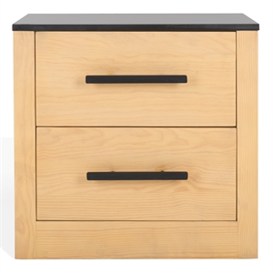 Safavieh Abbianna Wood and Steel Nightstand in Natural / Black