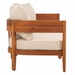 Safavieh Theo  Teak Wood and  Polyester Sofa in Natural / Taupe