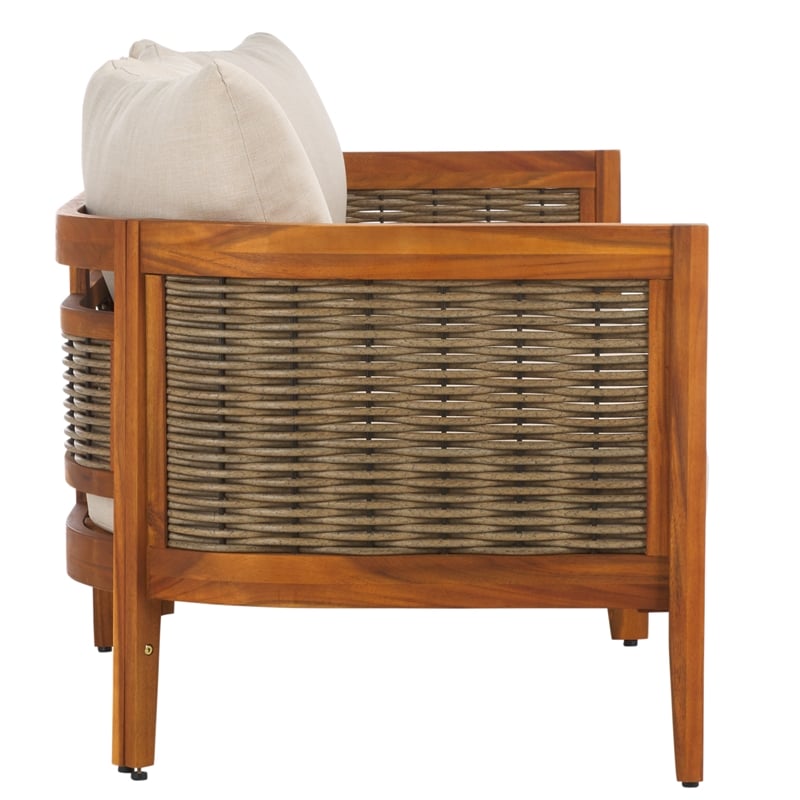 Safavieh Amanda Rattan and  Polyester Sofa in Natural / Taupe