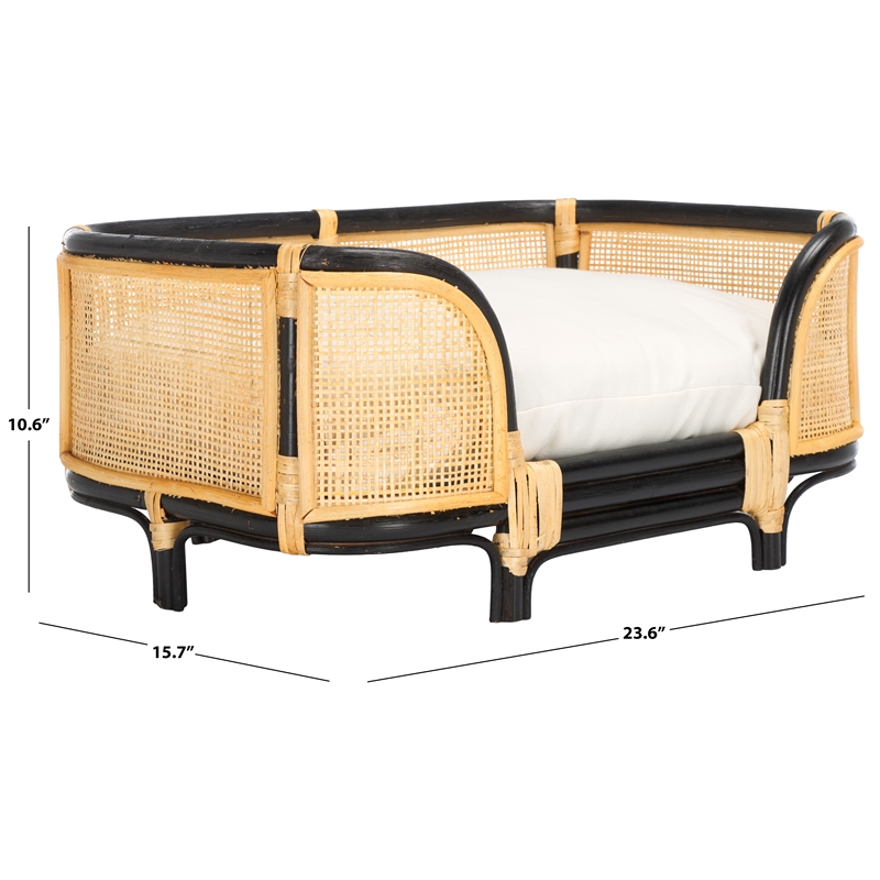 Safavieh Timo Rattan and Cotton Pet Accessories in Beige /  Black