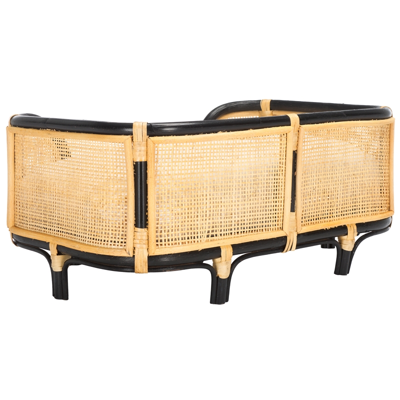 Safavieh Timo Rattan and Cotton Pet Accessories in Beige /  Black