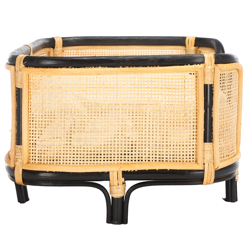 Safavieh Timo Rattan and Cotton Pet Accessories in Beige /  Black