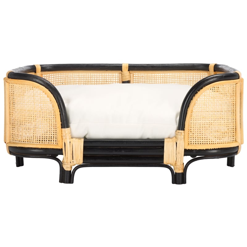 Safavieh Timo Rattan and Cotton Pet Accessories in Beige /  Black