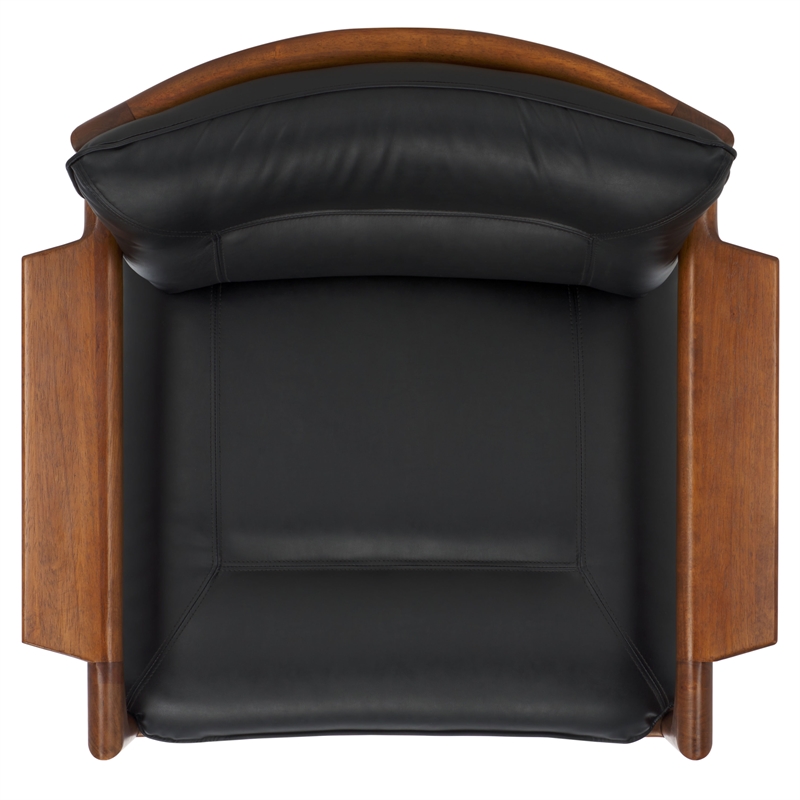 Safavieh Phylis Oak Wood  and Leather Accent Chair in Black / Brown