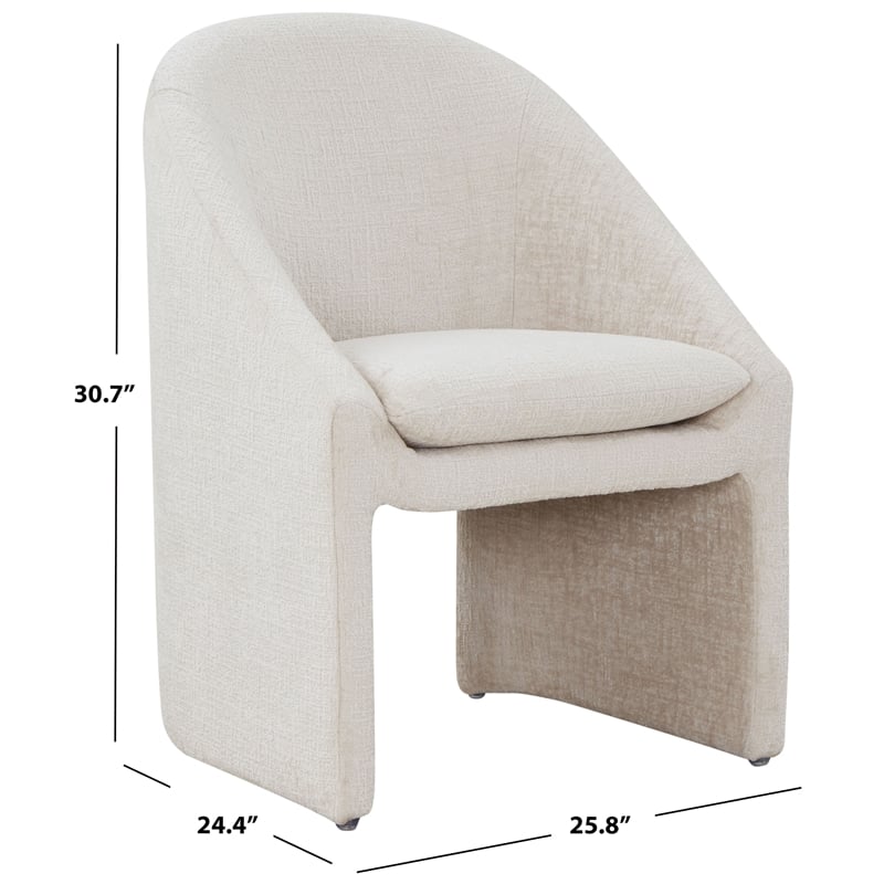 Safavieh Kagan Wood and Chenille Dining Chair in Cream
