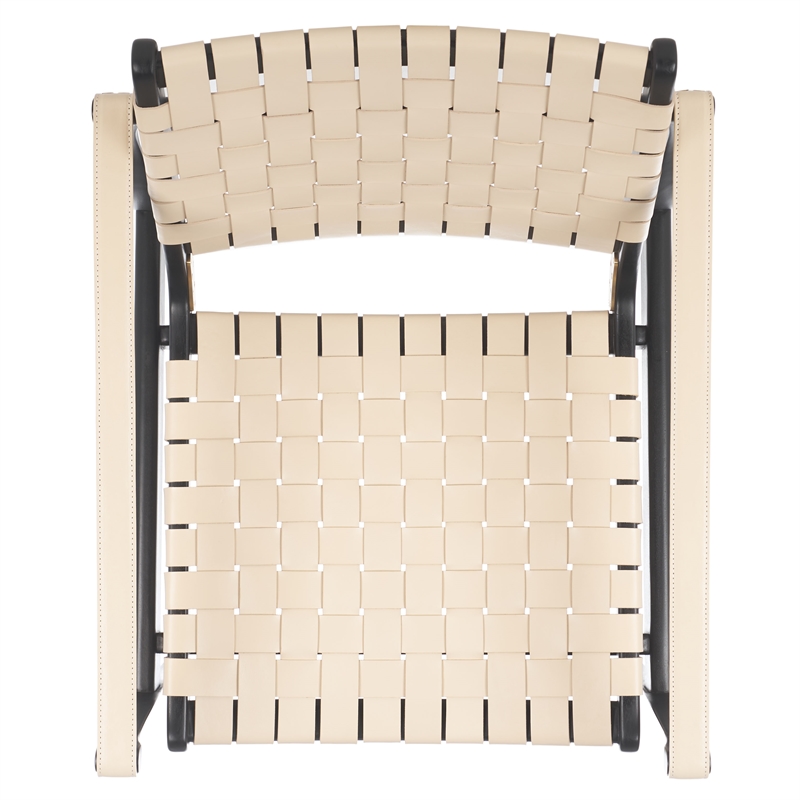 Safavieh Dilan Mahogany and Leather  Accent Chair in Black / White