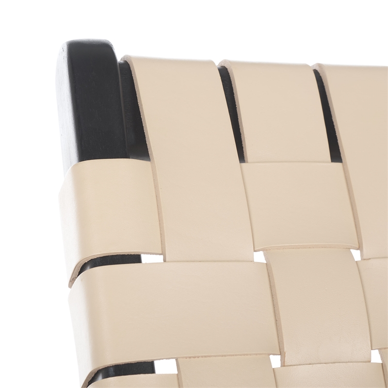 Safavieh Dilan Mahogany and Leather  Accent Chair in Black / White