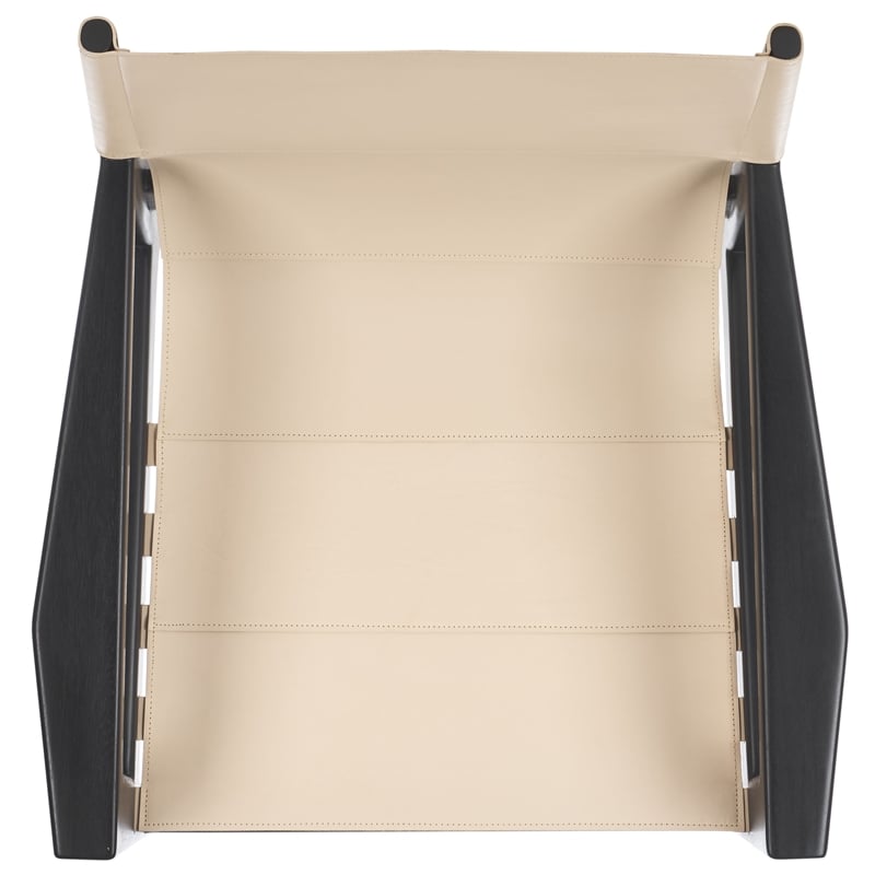 Safavieh Culkin Mahogany and Leather Accent Chair in Black / White