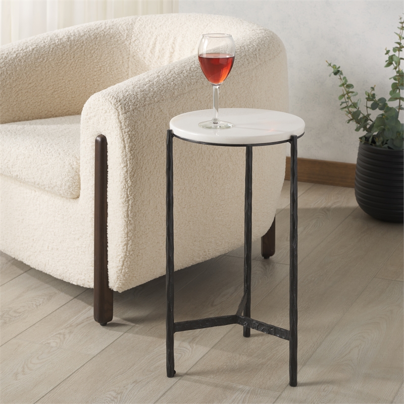 Safavieh Marylou Iron  Drink Table in Black / White