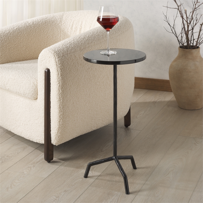safavieh fabrianna iron drink table in black / black