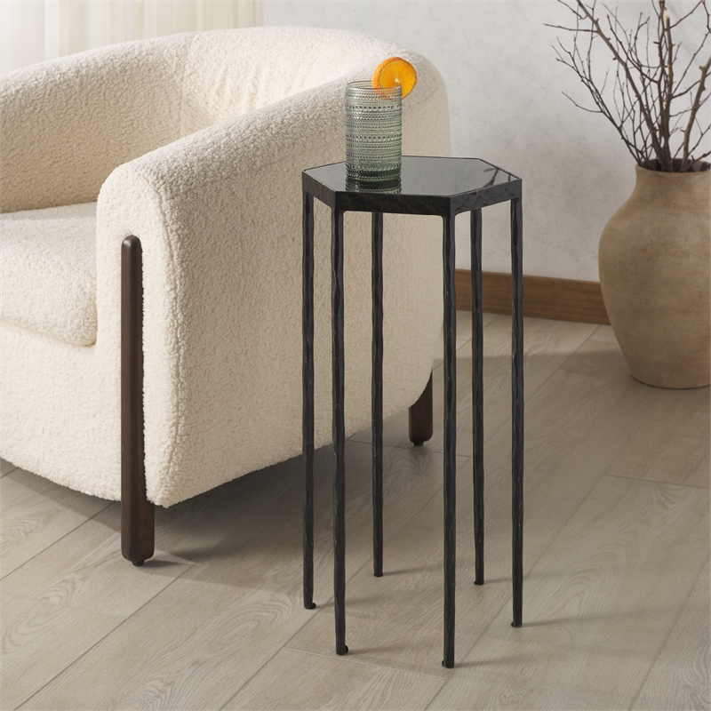 Safavieh Galvin  Iron Drink Table in Black / Black
