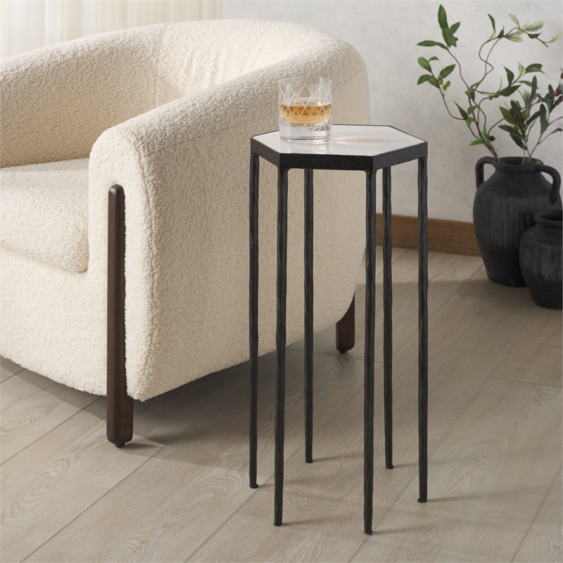 Safavieh Galvin Iron Drink Table in Black / White