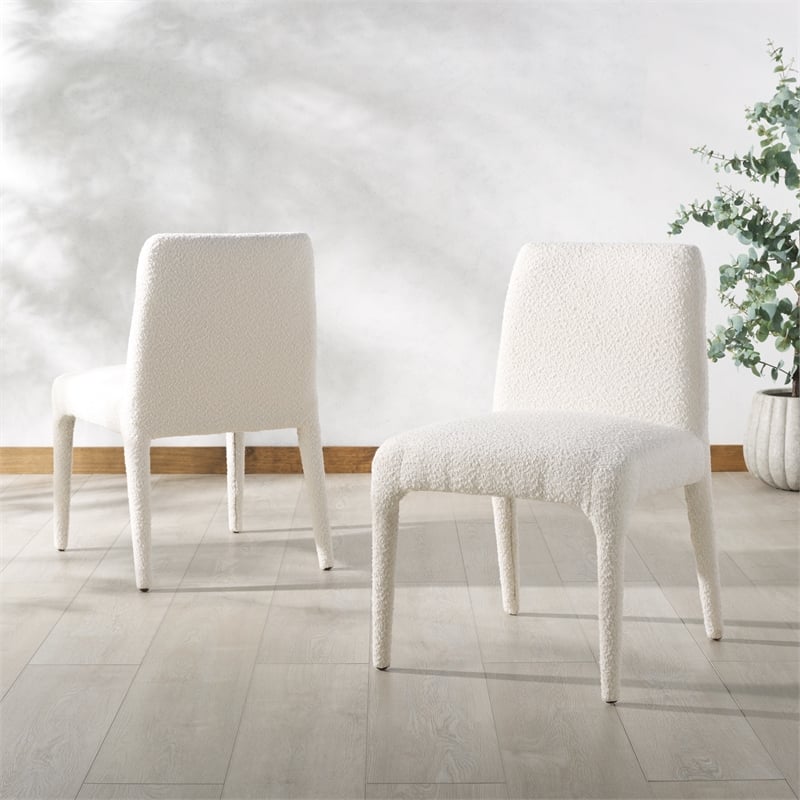 Safavieh Derrick Birch and Steel Dining Chair in Ivory