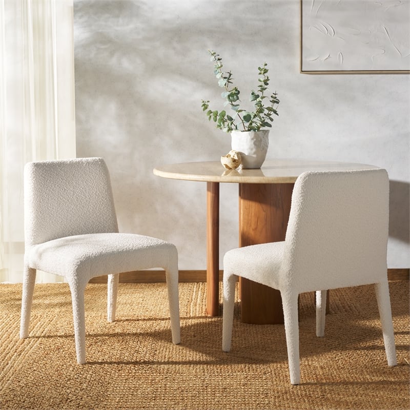 Safavieh Derrick Birch and Steel Dining Chair in Ivory