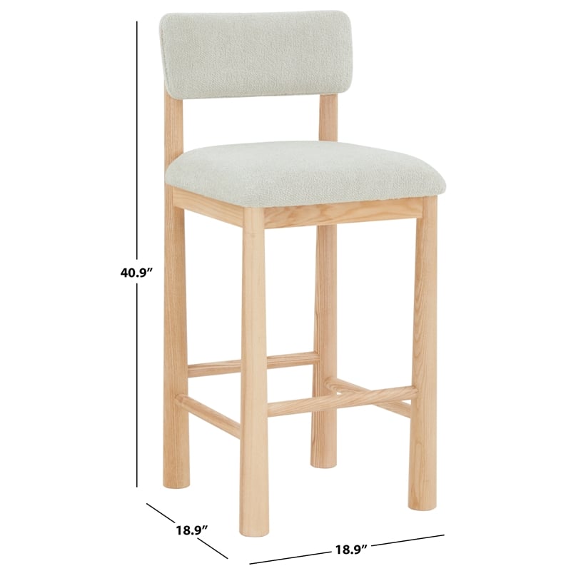 Safavieh Wrenley Wood Barstool in Taupe / Natural