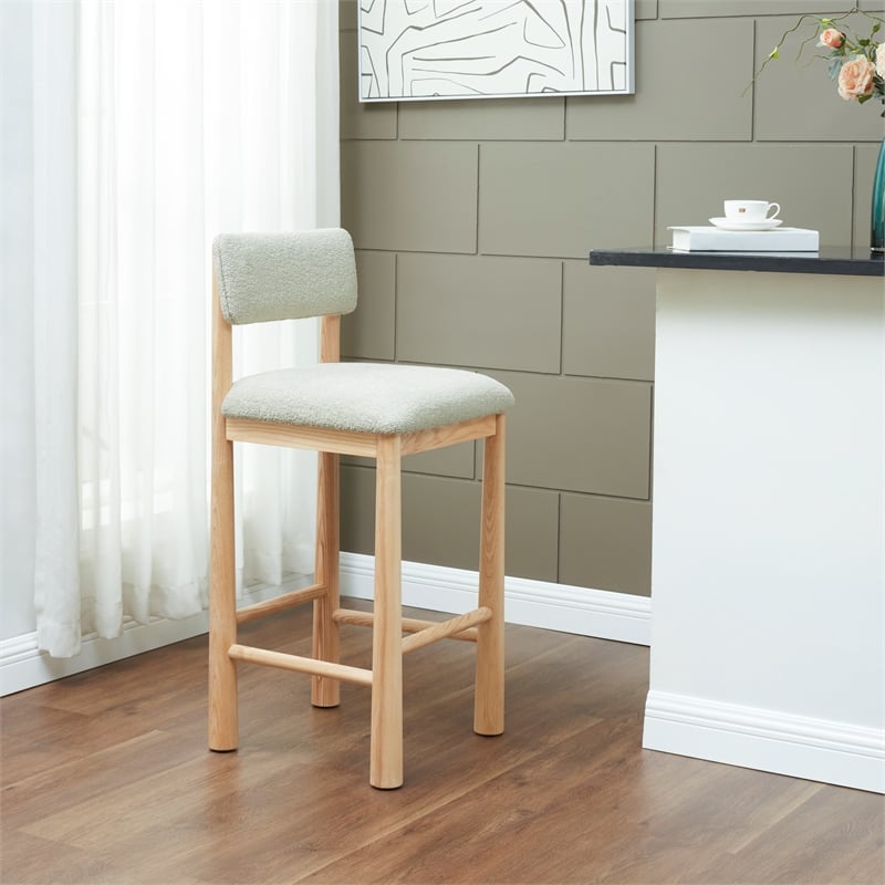 Safavieh Wrenley Wood Barstool in Taupe / Natural