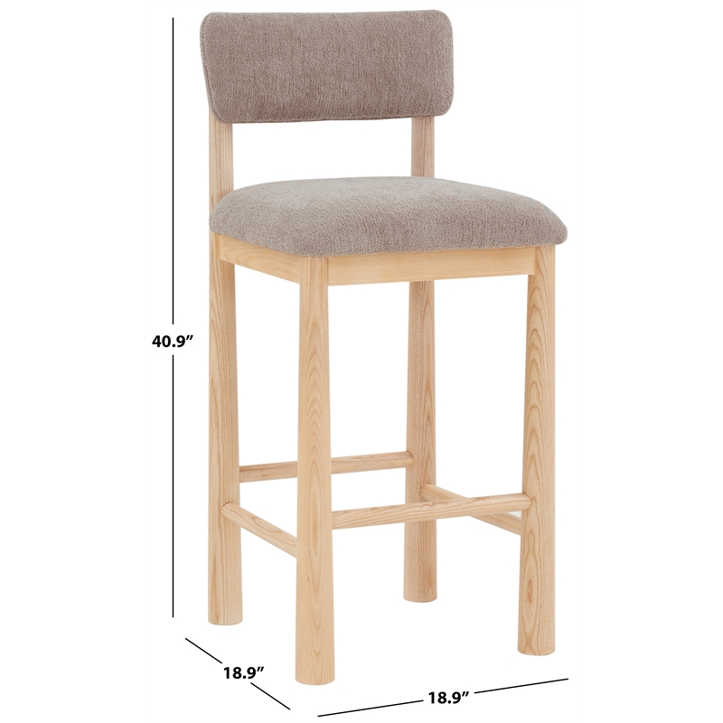 Safavieh Wrenley Wood Barstool in Light Brown / Natural