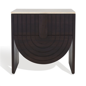 Safavieh Floris Wood and Iron  Nightstand in Black / Gray