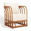 Safavieh Harlowe Rattan and Linen Accent Chair in Natural / White