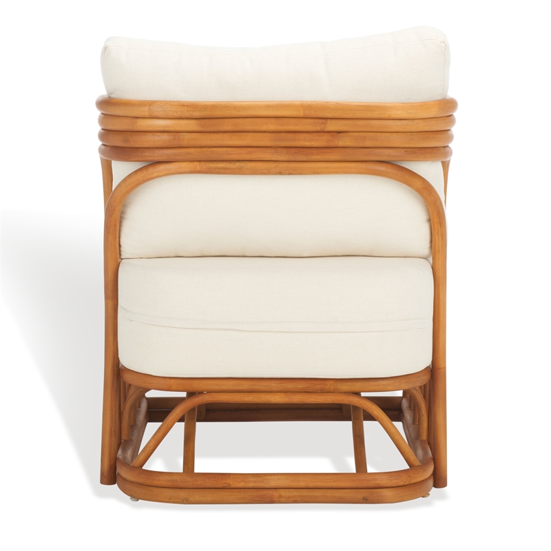 Safavieh Harlowe Rattan and Linen Accent Chair in Natural / White