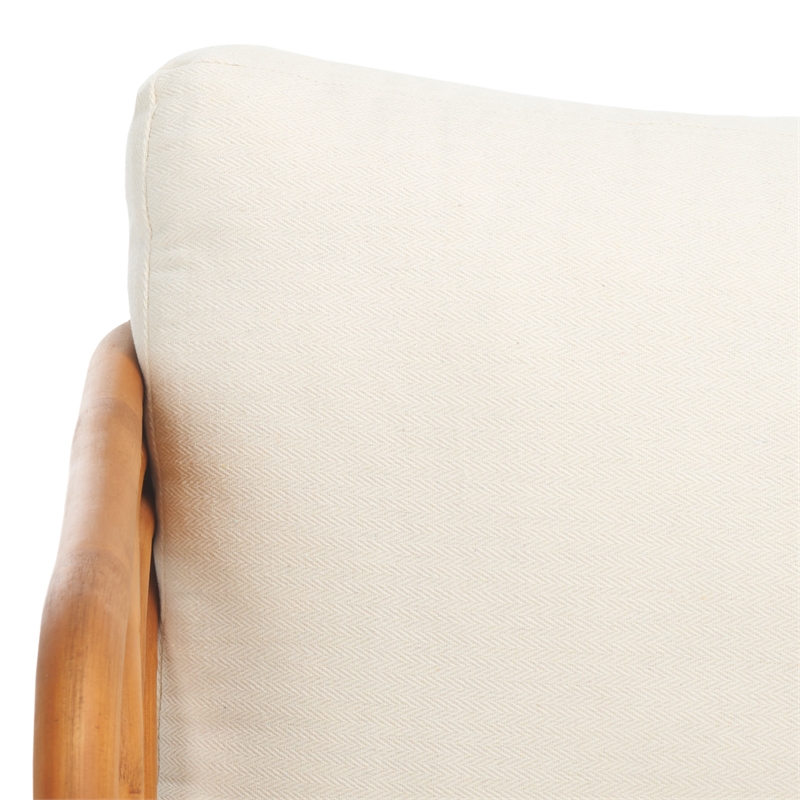 Safavieh Harlowe Rattan and Linen Accent Chair in Natural / White
