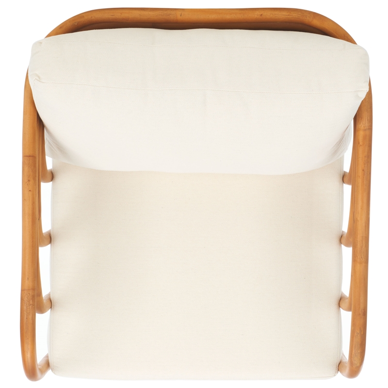 Safavieh Harlowe Rattan and Linen Accent Chair in Natural / White