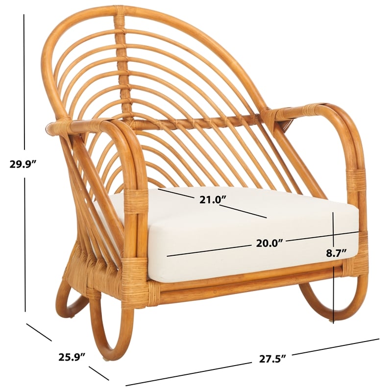 Safavieh Ivybelle Rattan and Linen Accent Chair in Natural / White