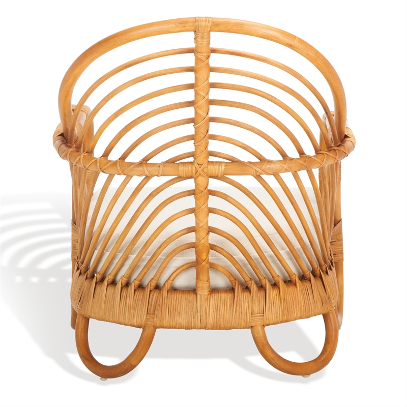 Safavieh Ivybelle Rattan and Linen Accent Chair in Natural / White