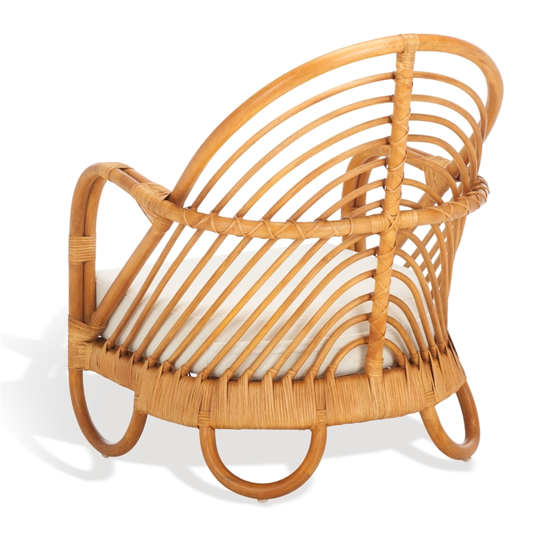 Safavieh Ivybelle Rattan and Linen Accent Chair in Natural / White