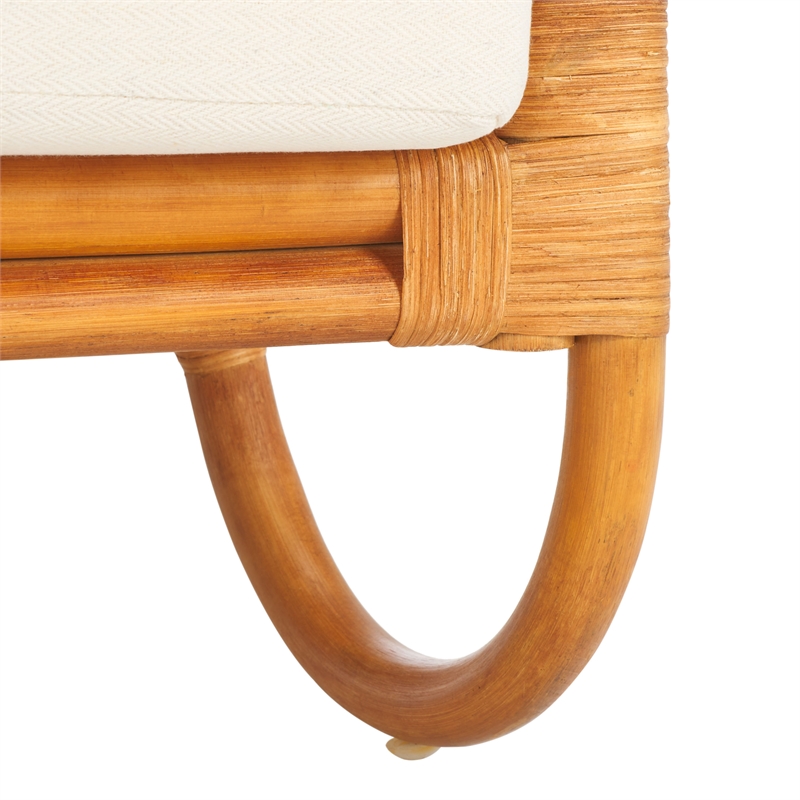 Safavieh Ivybelle Rattan and Linen Accent Chair in Natural / White