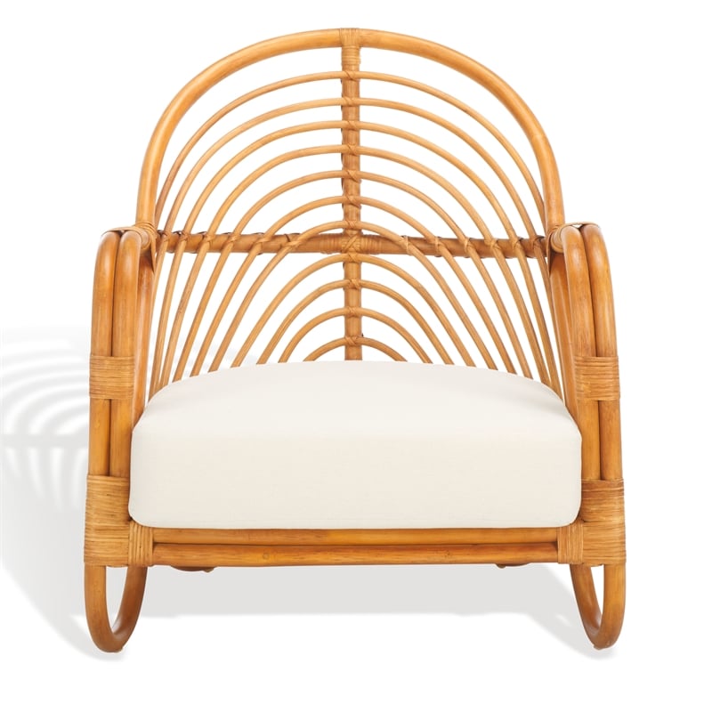 Safavieh Ivybelle Rattan and Linen Accent Chair in Natural / White