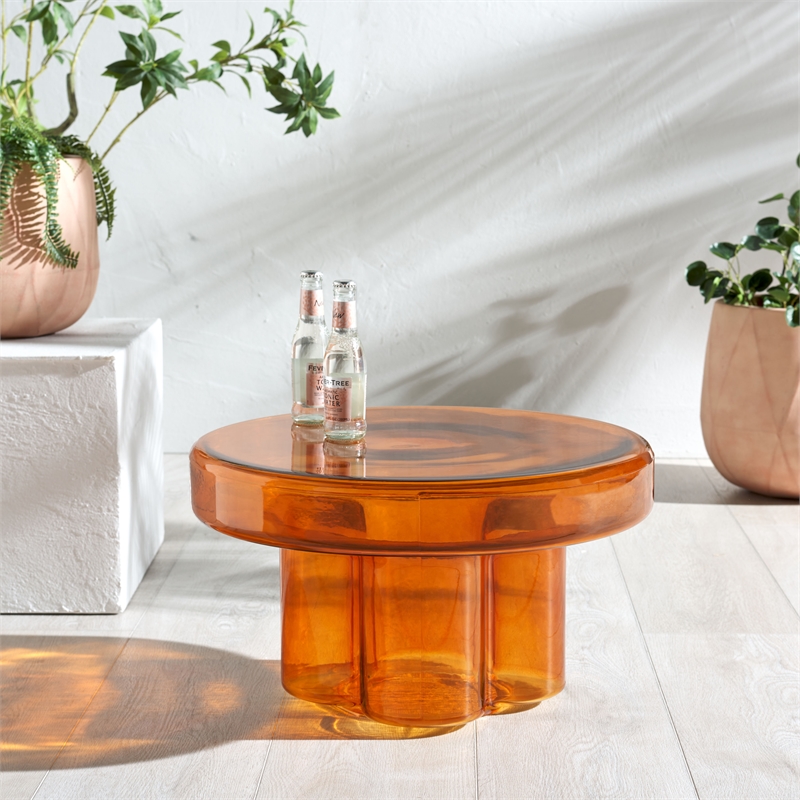 Safavieh Patterson Glass  Coffee Table in Orange