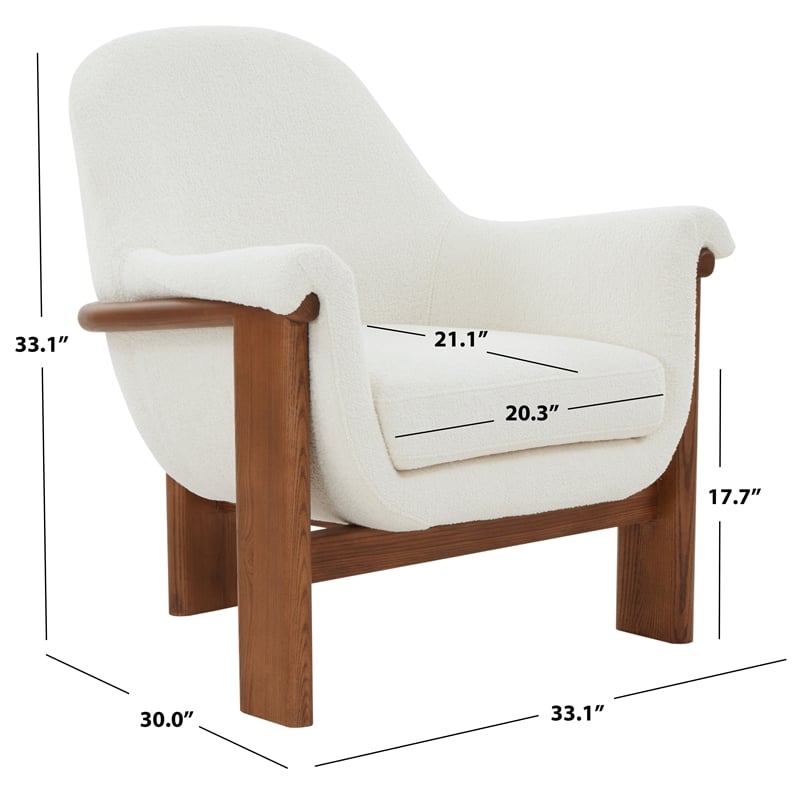 Safavieh Sylvana Wood Accent Chair in Ivory / Walnut