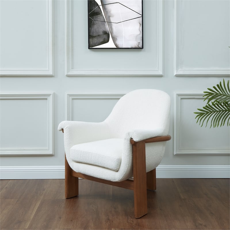 Safavieh Sylvana Wood Accent Chair in Ivory / Walnut