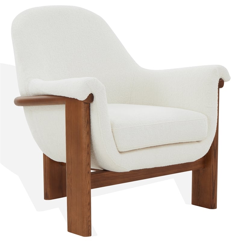 Safavieh Sylvana Wood Accent Chair in Ivory / Walnut