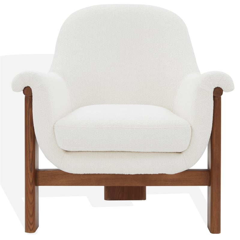 Safavieh Sylvana Wood Accent Chair in Ivory / Walnut