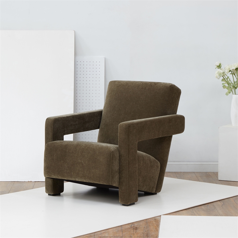 Safavieh Taylor Pine Wood and  Velvet  Accent Chair in Olive