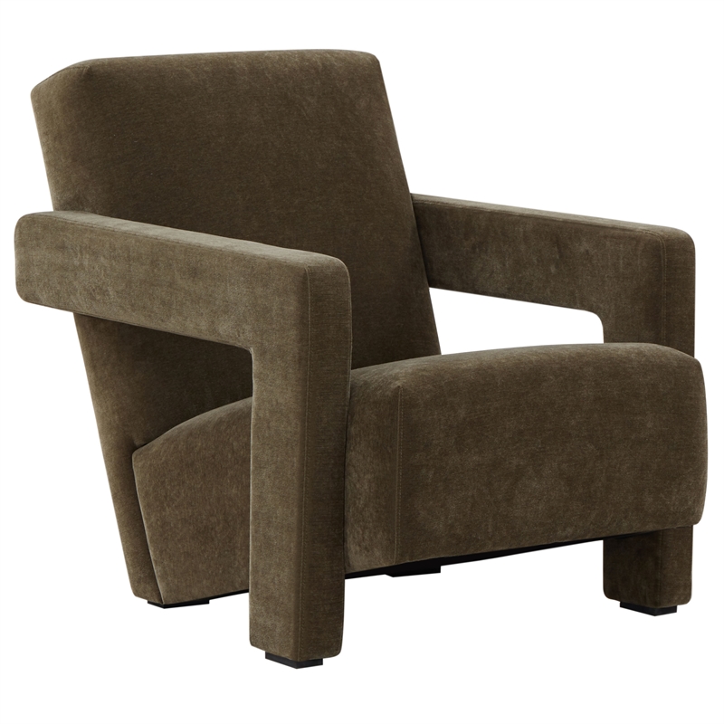 Safavieh Taylor Pine Wood and  Velvet  Accent Chair in Olive