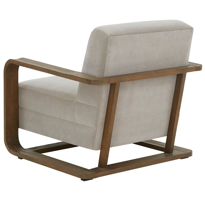 Safavieh Jayshaw Wood and Velvet Accent Chair in Gray/ Brown