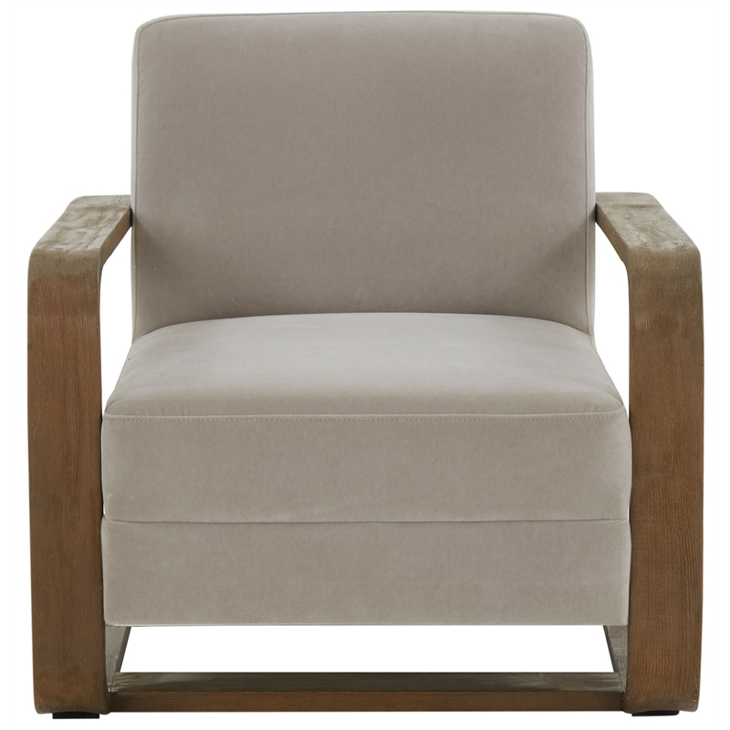 Safavieh Jayshaw Wood and Velvet Accent Chair in Gray/ Brown