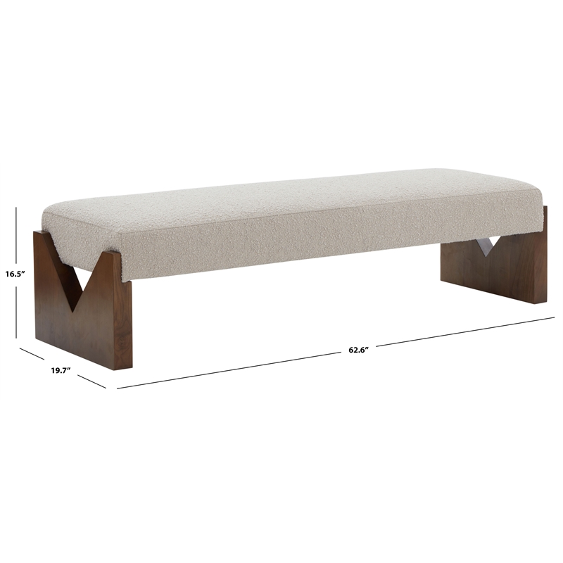 Safavieh Alayna Pine Wood  Bench in Oatmeal / Walnut