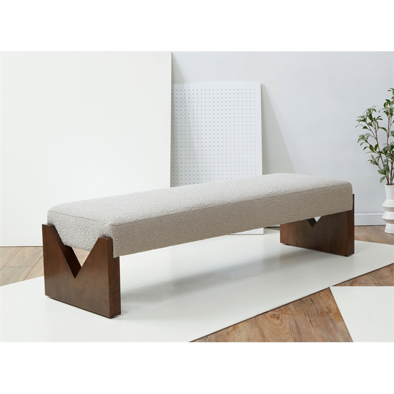 Safavieh Alayna Pine Wood  Bench in Oatmeal / Walnut