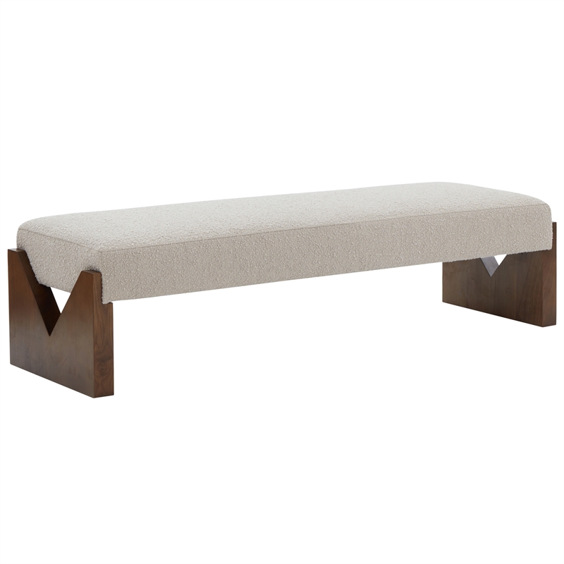 Safavieh Alayna Pine Wood  Bench in Oatmeal / Walnut